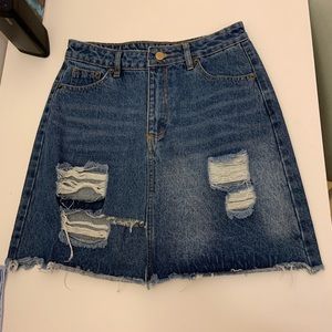 Cute Denim Skirt with Distressing! Never Worn!!
